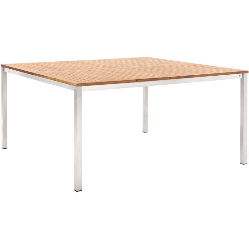 Tavolo da Pranzo Giardino 150x150x75cm Acacia e Acciaio Inox VD45550 - Hommoo Tavolo da Pranzo Giardino 150x150x75cm Acacia e Acciaio Inox VD45550 - Hommoo