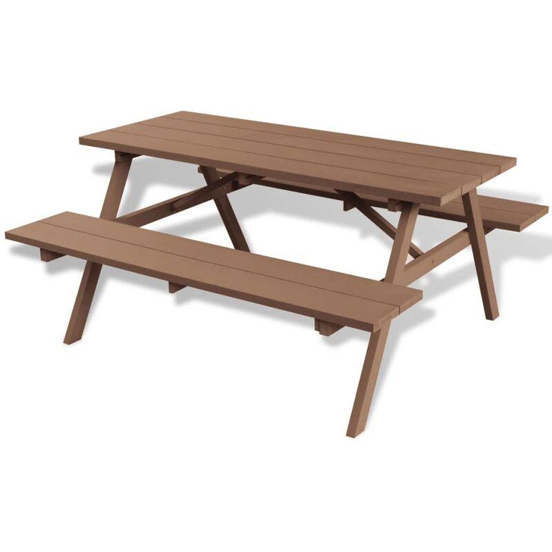 Tavolo e Panche da Picnic Marroni 150x139x72,5 cm in WPC VD24565 - Hommoo