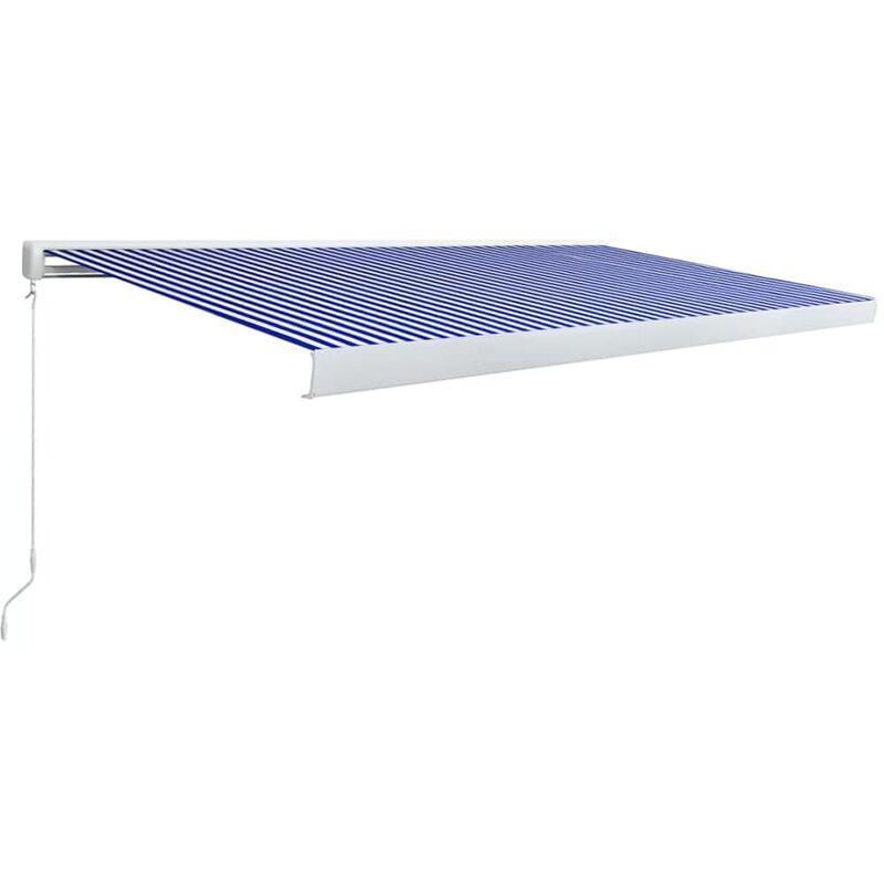 Tenda a Cassonetto Manuale 500x300 cm Blu e Bianca VD39644 - Hommoo