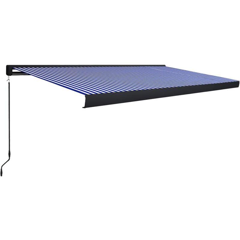 Tenda a Cassonetto Manuale 500x300 cm Blu e Bianca VD39674 - Hommoo