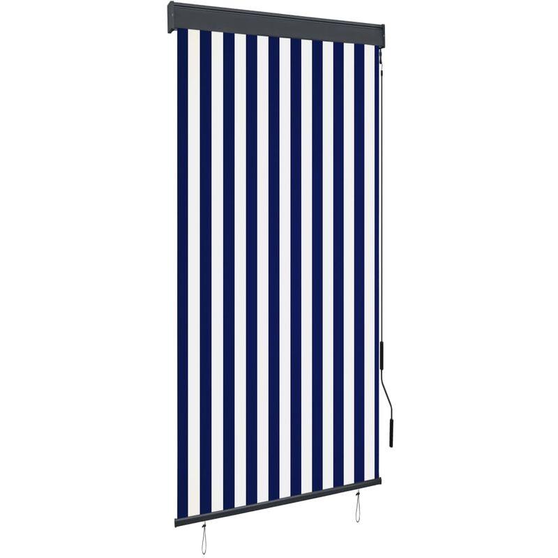 Hommoo Tenda a Rullo per Esterni 100x250 cm Blu e Bianca VD35378