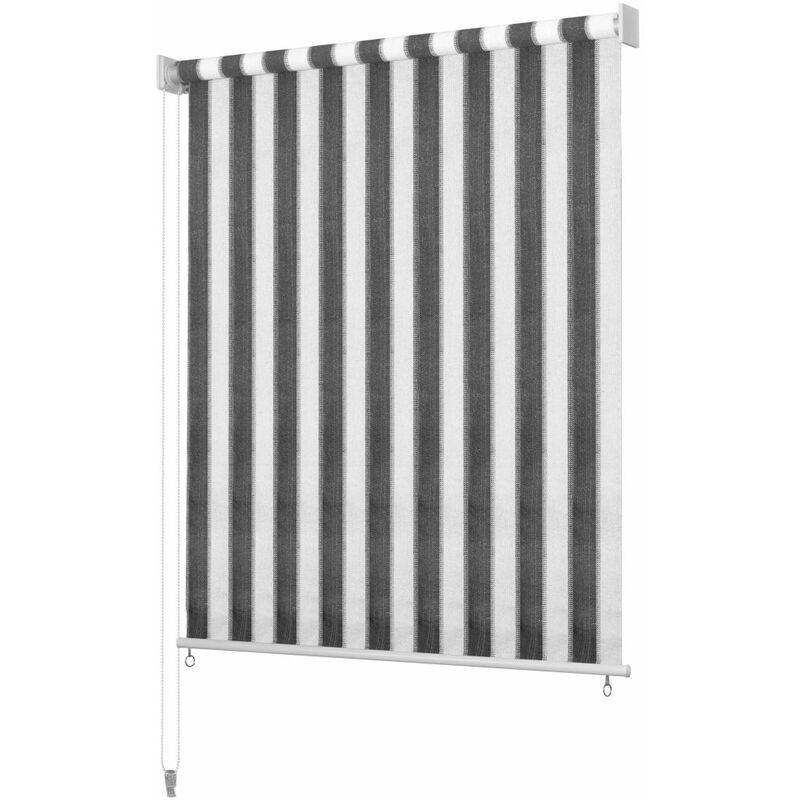 Tenda a Rullo per Esterni a Strisce 100x140 cm Antracite Bianco VD25423 - Hommoo Tenda a Rullo per Esterni a Strisce 100x140 cm Antracite Bianco VD25423 - Hommoo