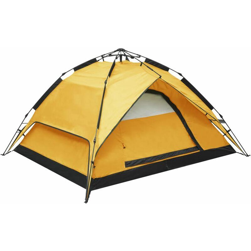 Tenda da Campeggio Pop-Up 2-3 Persone 240x210x140 cm Gialla VD47593 - Hommoo