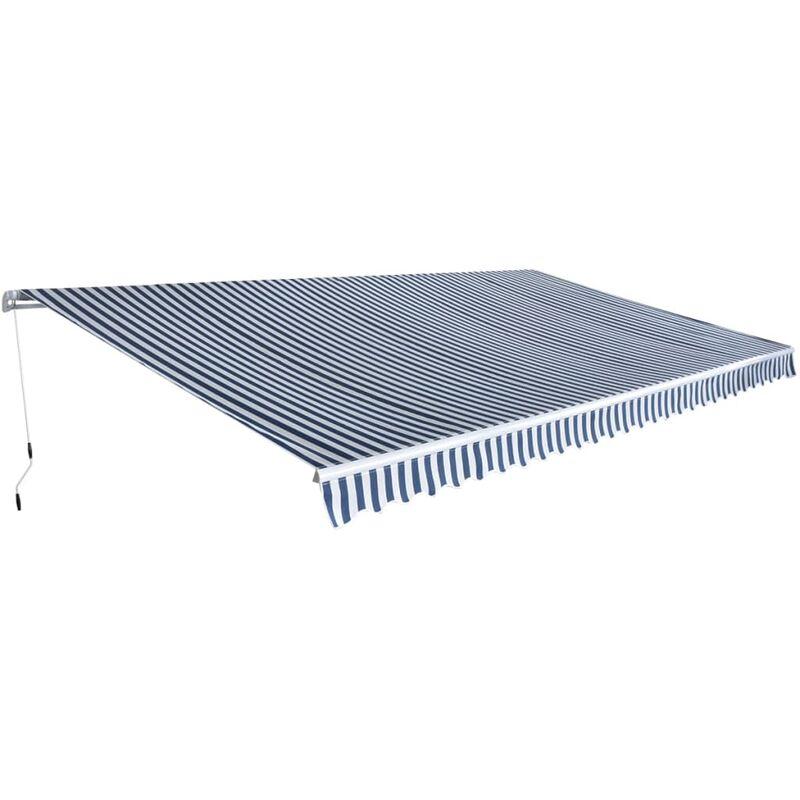 Tenda da Sole Manuale Pieghevole 600 cm Blu e Bianco VD24406 - Hommoo Tenda da Sole Manuale Pieghevole 600 cm Blu e Bianco VD24406 - Hommoo