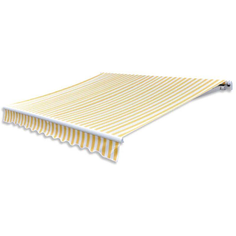 Tenda da Sole Pieghevole 400 cm Giallo e Bianco VD14931 - Hommoo Tenda da Sole Pieghevole 400 cm Giallo e Bianco VD14931 - Hommoo