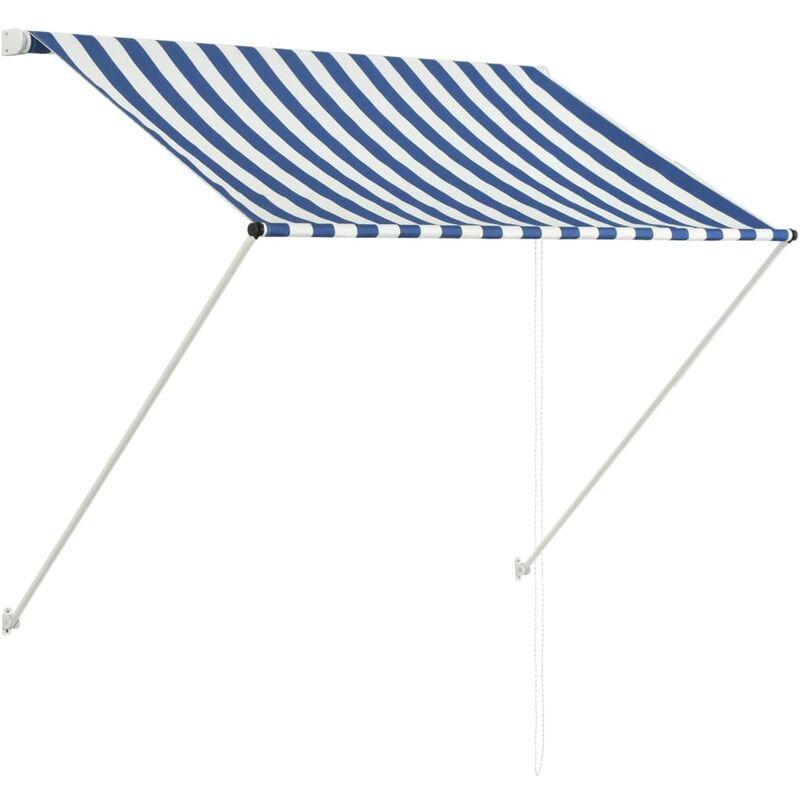 Tenda da Sole Retrattile 100x150 cm Blu e Bianco VD35317 - Hommoo
