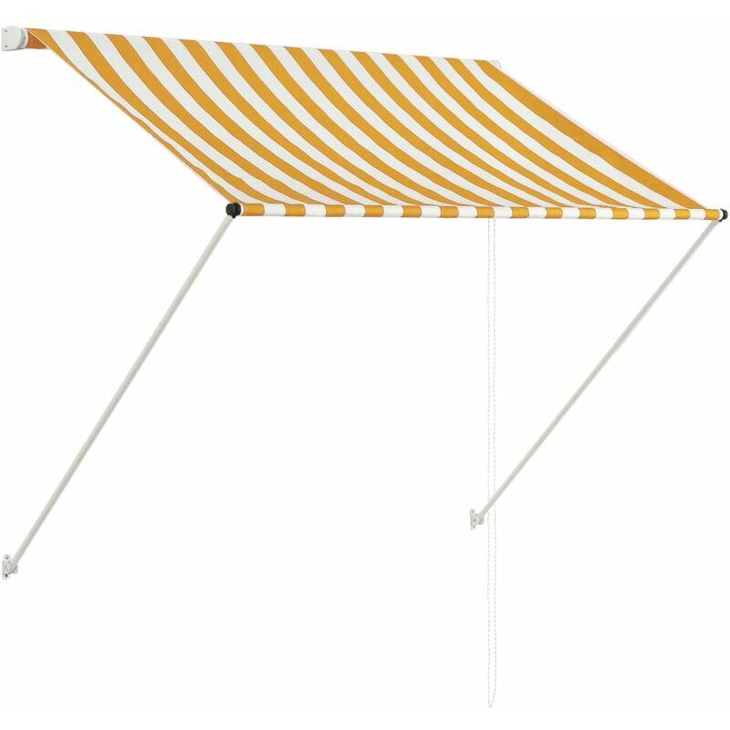 Tenda da Sole Retrattile 100x150 cm Giallo e Bianco VD35318 - Hommoo