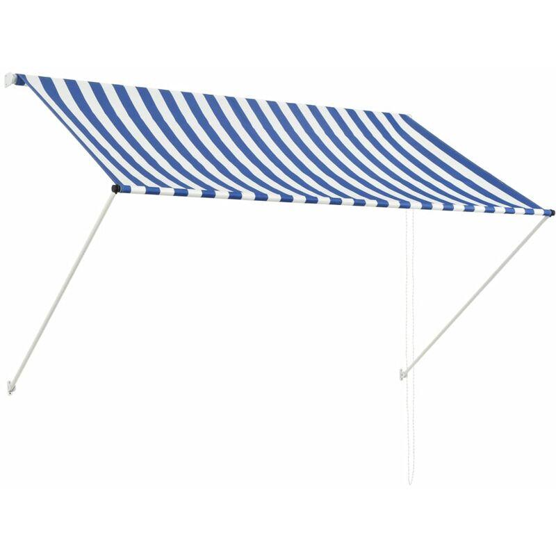 Tenda da Sole Retrattile 200x150 cm Blu e Bianco VD05395 - Hommoo Tenda da Sole Retrattile 200x150 cm Blu e Bianco VD05395 - Hommoo