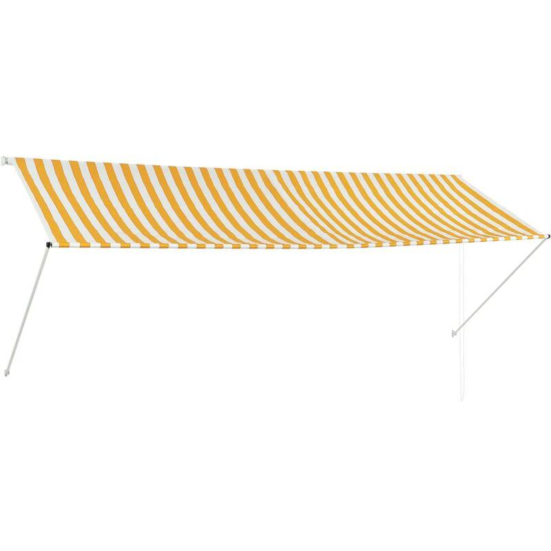 Tenda da Sole Retrattile 350x150 cm Giallo e Bianco VD05404 - Hommoo