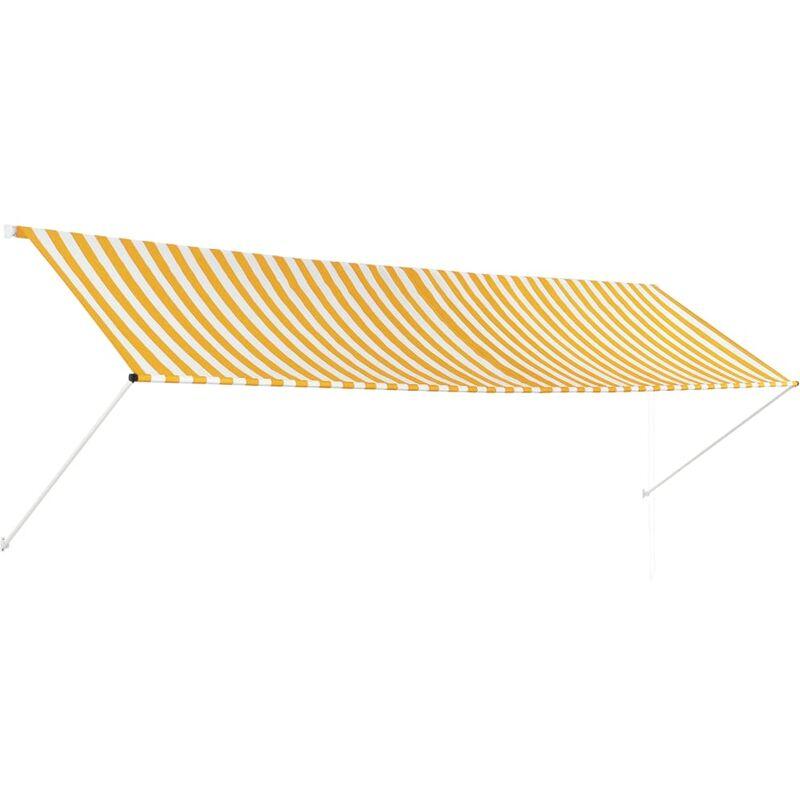 Tenda da Sole Retrattile 400x150 cm Giallo e Bianco VD05405 - Hommoo