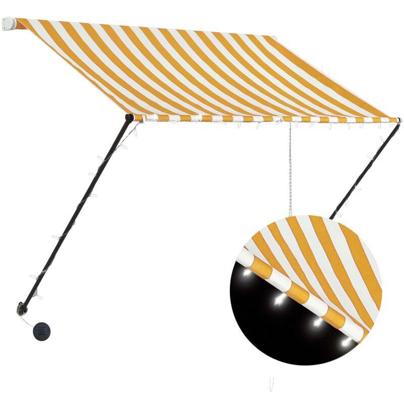 Tenda da Sole Retrattile con LED 200x150 cm Giallo e Bianco VD35335 - Hommoo