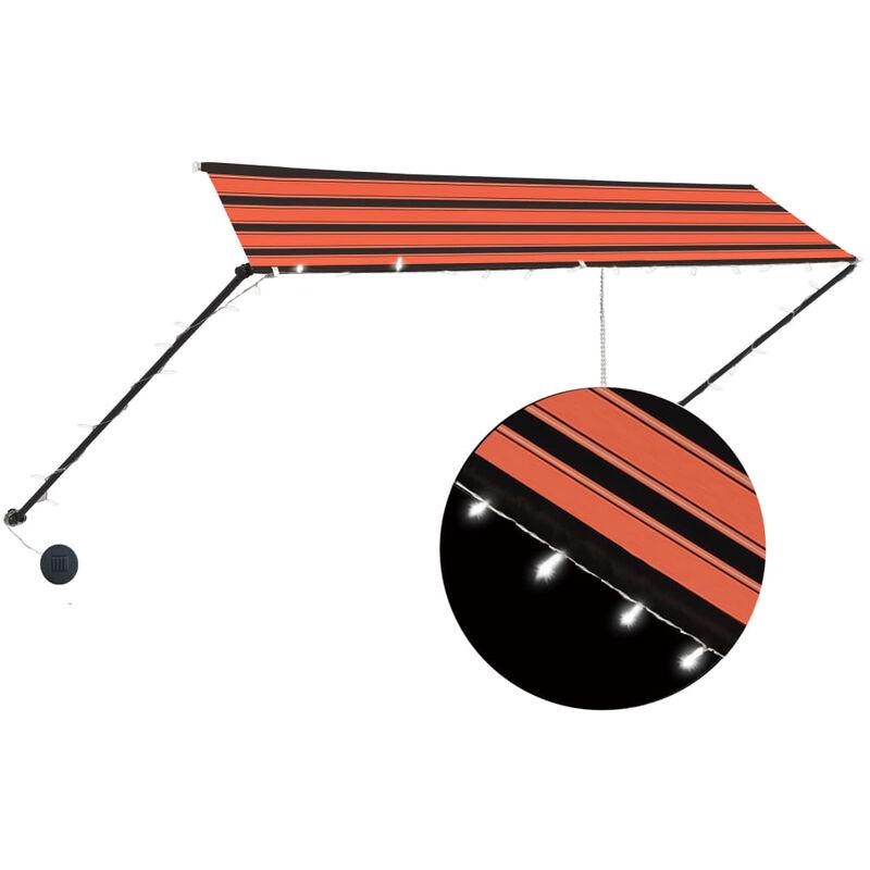 Tenda da Sole Retrattile con LED 300x150 cm Arancione e Marrone VD35356 - Hommoo