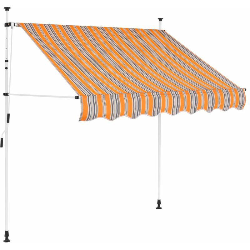 Tenda da Sole Retrattile Manuale 150 cm a Strisce Blu e Gialle VD25166 - Hommoo