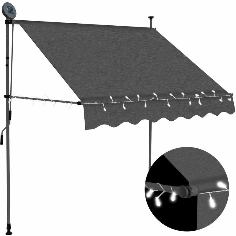 Hommoo Tenda da Sole Retrattile Manuale con LED 200 cm Antracite VD35292
