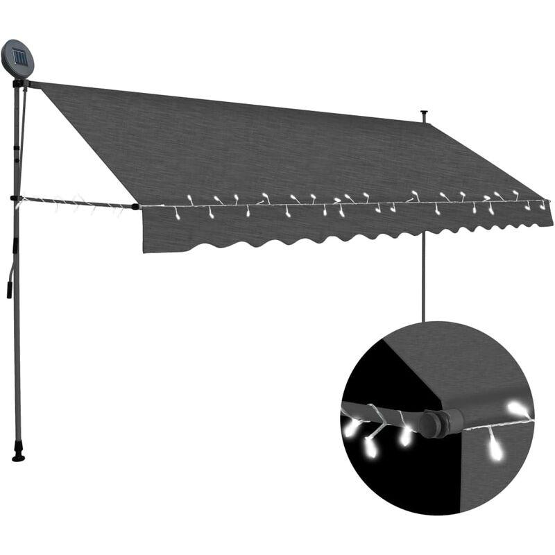 Tenda da Sole Retrattile Manuale con LED 400 cm Antracite VD35296 - Hommoo Tenda da Sole Retrattile Manuale con LED 400 cm Antracite VD35296 - Hommoo