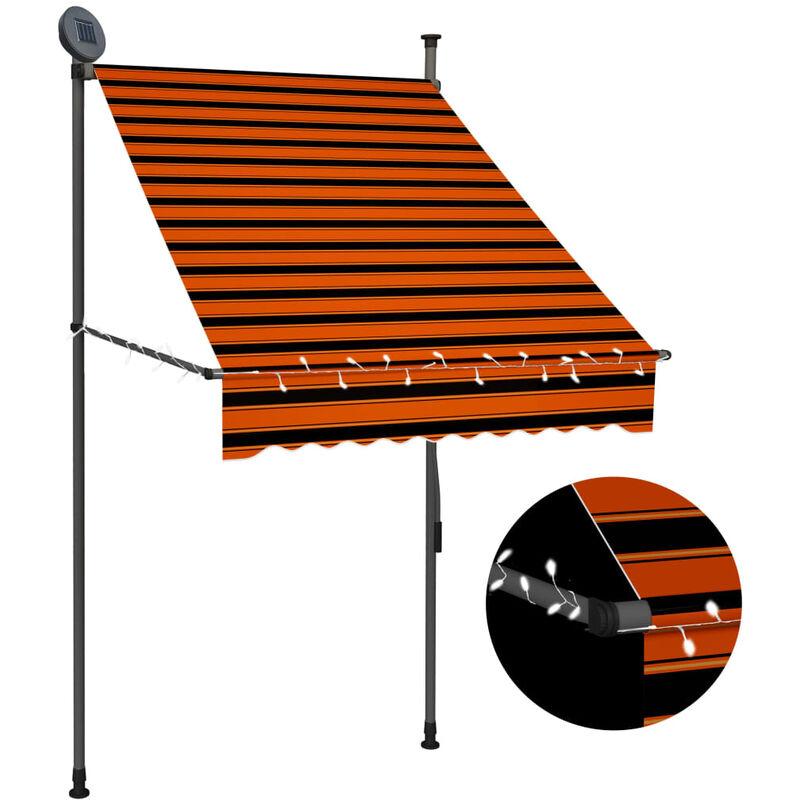 Hommoo Tenda da Sole Retrattile Manuale LED 100 cm Arancione e Marrone VD35304