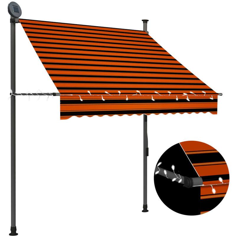 Tenda da Sole Retrattile Manuale LED 150 cm Arancione e Marrone VD35305 - Hommoo