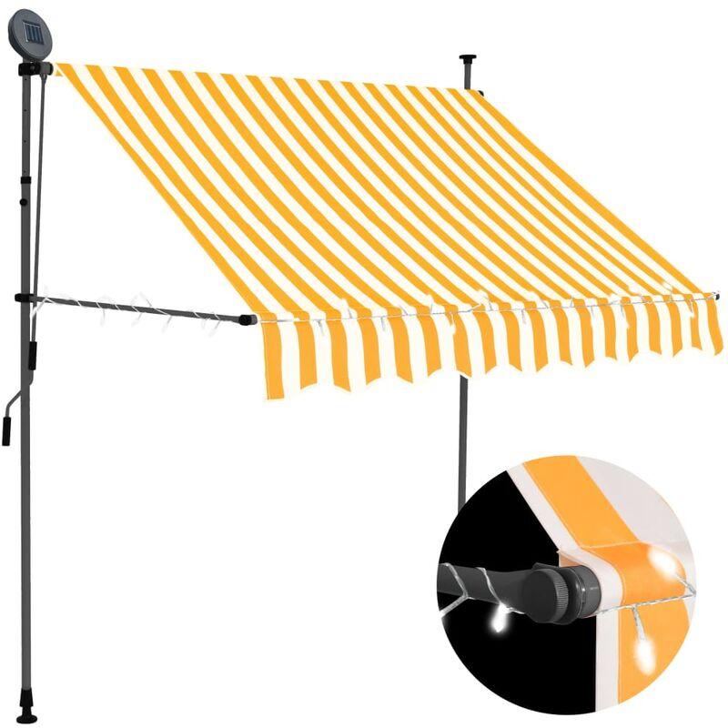Tenda da Sole Retrattile Manuale LED 200 cm Bianco e Arancione VD35285 - Hommoo Tenda da Sole Retrattile Manuale LED 200 cm Bianco e Arancione VD35285 - Hommoo