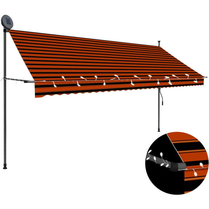 Tenda da Sole Retrattile Manuale LED 350 cm Arancione e Marrone VD35309 - Hommoo