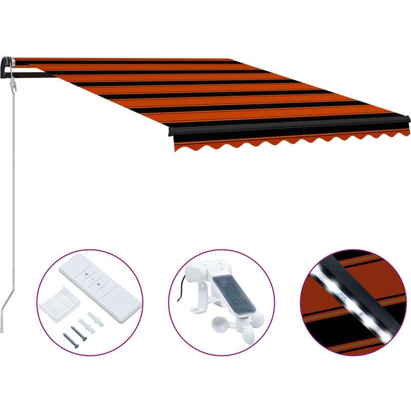 Tenda da Sole Retrattile Sensore LED 300x250cm Arancio Marrone VD52275 - Hommoo