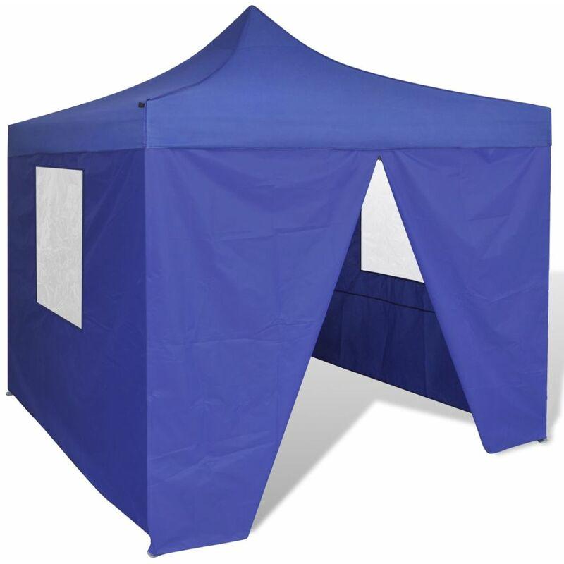 Tenda Pieghevole Blu 3 x 3 m con 4 Pareti VD24095 - Hommoo