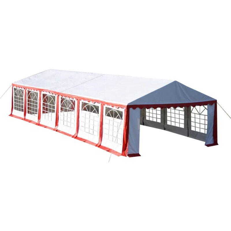 Tendone da festa 12 x 6 m rosso VD06351 - Hommoo