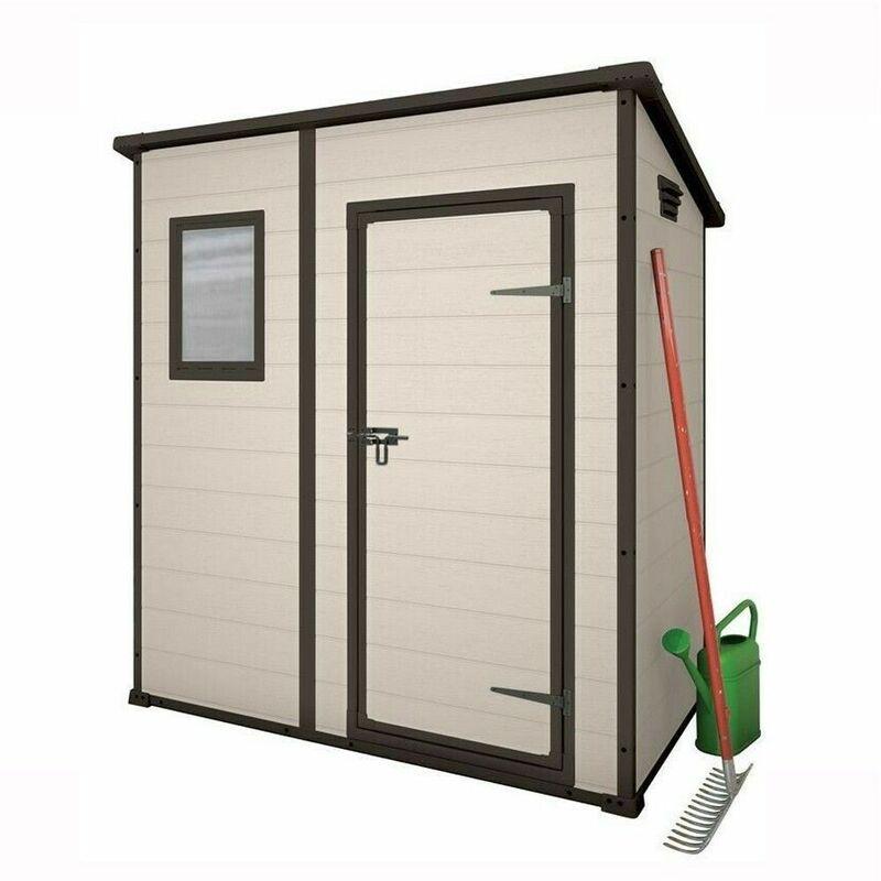 Casetta Addossata in Resina per Esterno Colore Beige Serie Manor Pent 6x4 Dimensioni 183,5x111x h. 200 cm - KETER