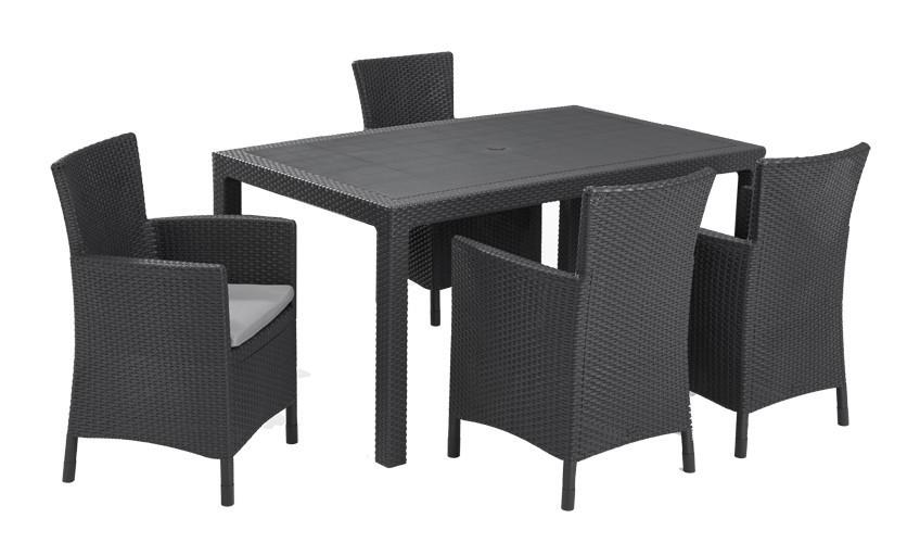 Tavolo MELODY Grafite e 4 Sedie IOWA Grafite - Keter