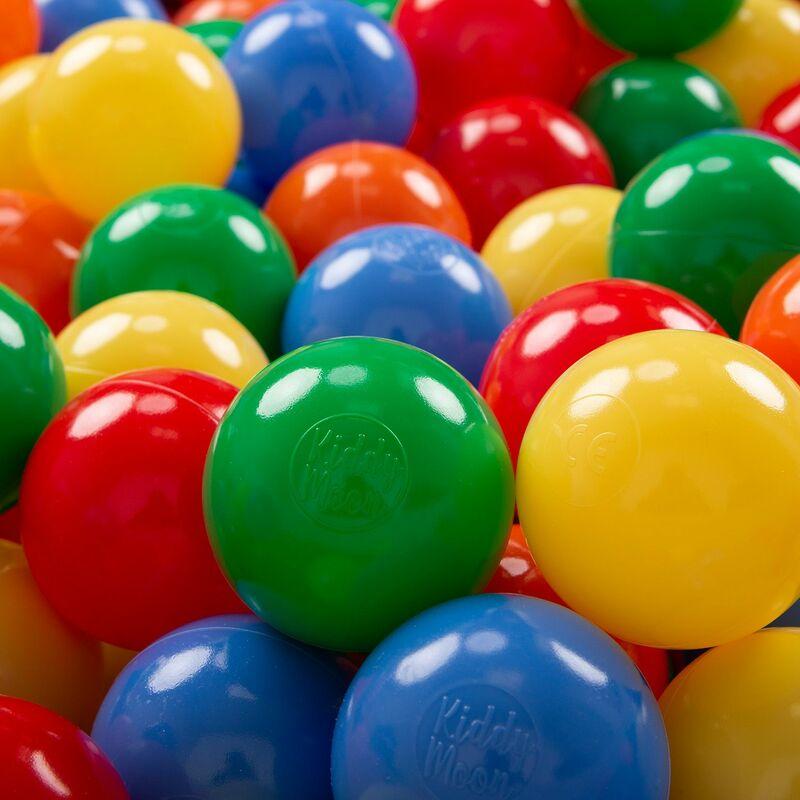 KiddyMoon 100 ∅ 7CM Palline Morbide Colorate Per Piscina Bambini Fatto In EU, Giallo/Verde/Blu/Arancione - giallo/verde/blu/arancione