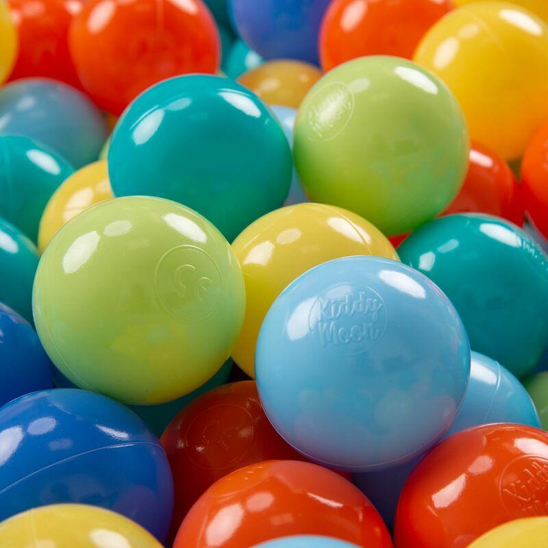 KiddyMoon 100 ∅ 7CM Palline Morbide Colorate Per Piscina Bambini Fatto In EU, Verde Ch/Arancione/Turchese/Blu/Azzurro/Giallo - verde