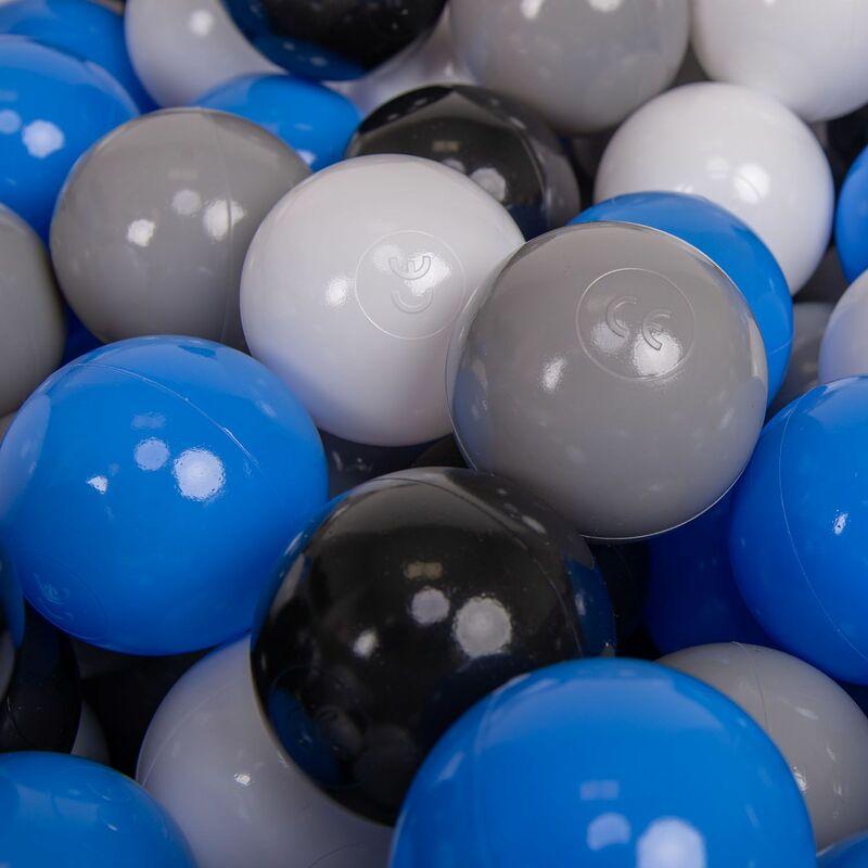 KiddyMoon 200 ∅ 7CM Palline Morbide Colorate Per Piscina Bambini Fatto In EU, Grigio/Bianco/Blu/Nero - grigio/bianco/blu/nero