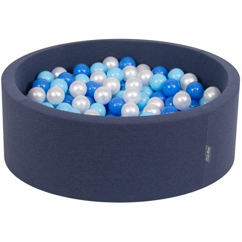 Kiddymoon - 90X30cm/200 Palline ∅ 7CM Piscina Di Palline Colorate Per Bambini Tondo Fabbricato In eu, Blu Sc:Azzurro/Blu/Perla - blu