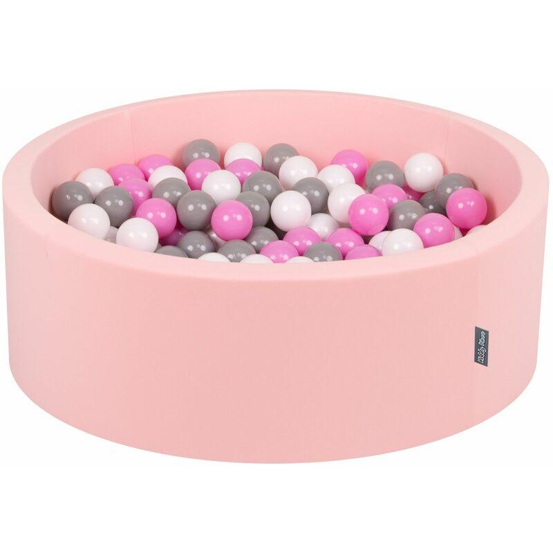 Kiddymoon - 90X30cm/200 Palline ∅ 7CM Piscina Di Palline Colorate Per Bambini Tondo Fabbricato In EU, Rosa: Grigio/Bianco/Rosa - rosa: