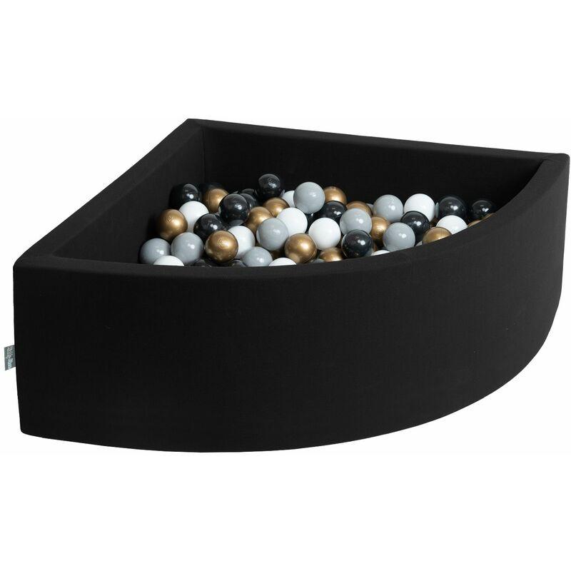 KiddyMoon 90X30cm/200 Palline Piscina Di Palline Colorate ∅7Cm Per Bambini Quarto Angolare In EU, Nero:Bianco/Grigio/Nero/Oro