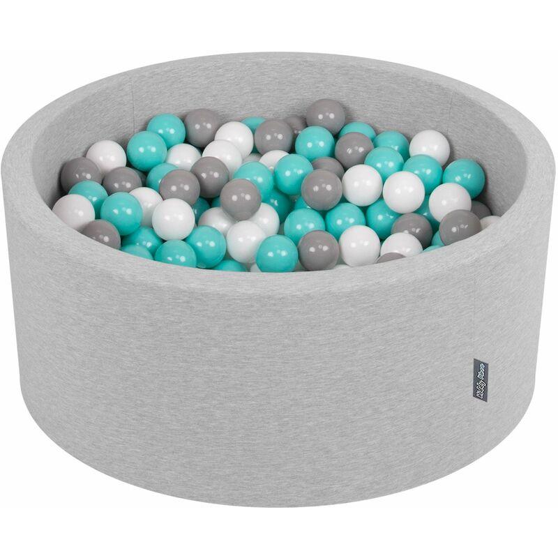 90X40cm/200 Palline ∅ 7CM Piscina Di Palline Colorate Per Bambini Tondo Fabbricato In EU, Grigio Ch:Bianco/Grigio/Turchese Ch - grigio