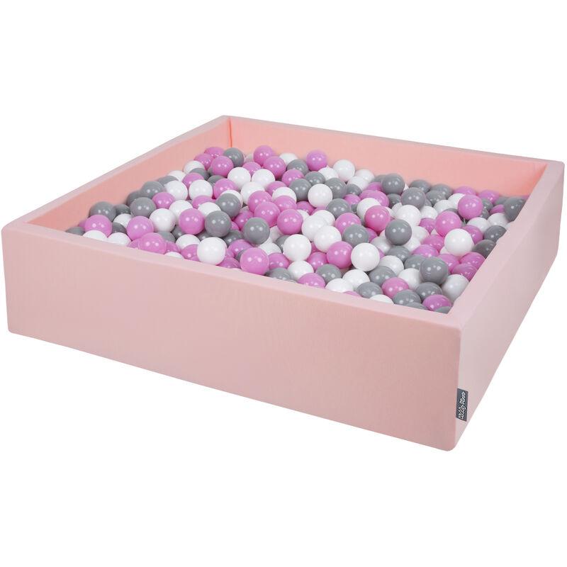 Kiddymoon - Piscina Di Palline 120X30cm/200 Palline Grande Quadrato Per Bambini Fabbricato In EU, Rosa:Grigio/Bianco/Rosa - rosa:grigio/bianco/rosa