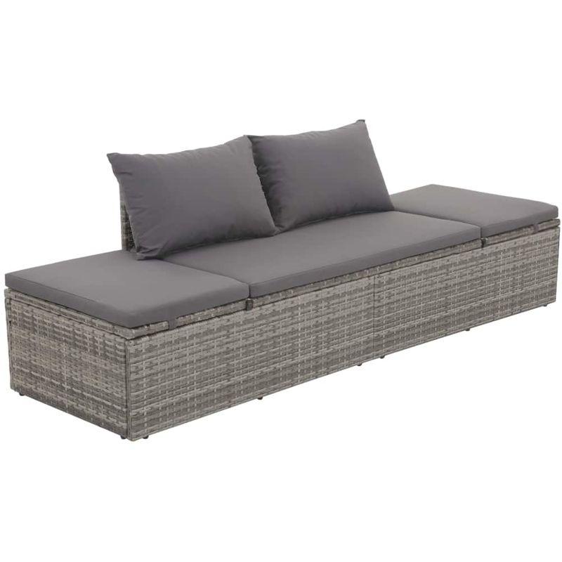 Lettino da Giardino Grigio 195x60 cm in Polyrattan - ASUPERMALL