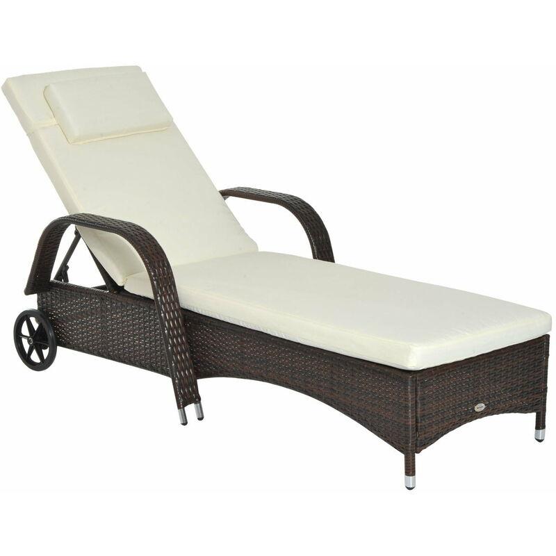 Lettino Da Giardino Prendisole Relax In Rattan Sintetico Marrone - Miozzi