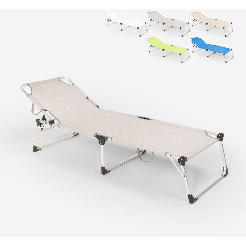 Lettino mare spiaggia giardino pieghevole in alluminio Seychelles | Grigio - BEACH AND GARDEN DESIGN