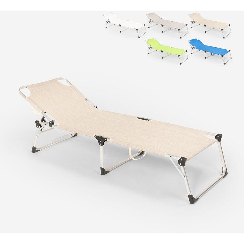 Lettino mare spiaggia giardino pieghevole in alluminio Seychelles | Beige - BEACH AND GARDEN DESIGN