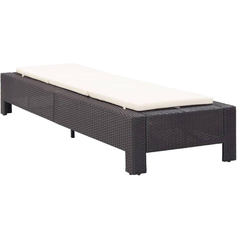 vidaXL Lettino Prendisole con Cuscino in Polyrattan Nero Modello 1 - Nero