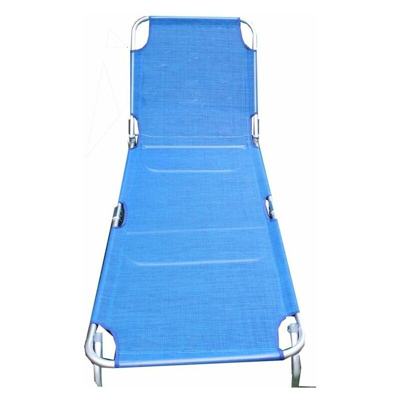 Lettino Prendisole Pieghevole In Metallo Telo Blu Mare - FOXTRADE Lettino Prendisole Pieghevole In Metallo Telo Blu Mare - FOXTRADE