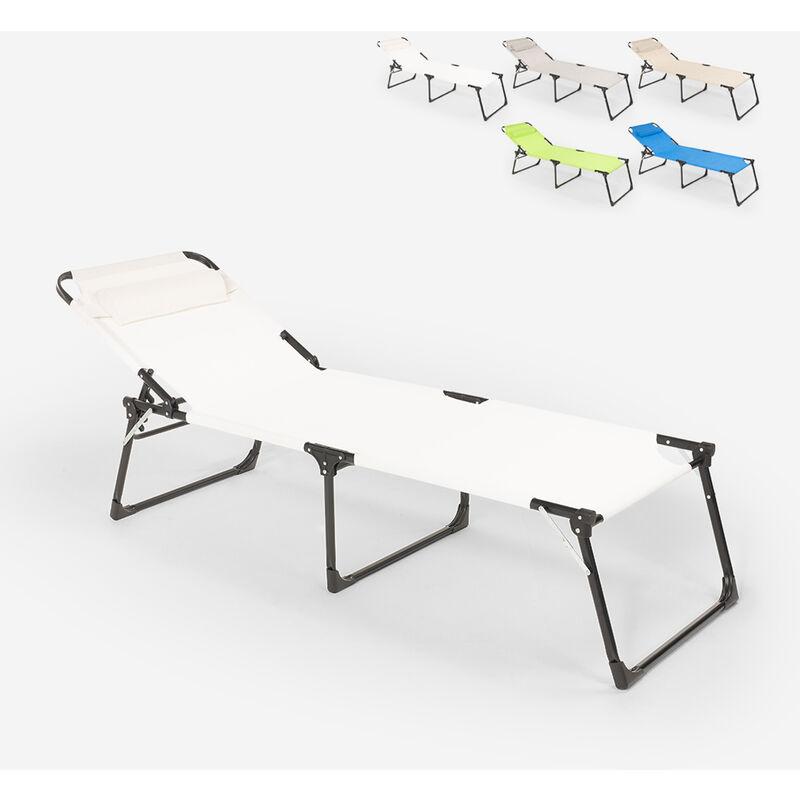 Lettino spiaggia mare giardino pieghevole in alluminio Mauritius | Bianco - BEACH AND GARDEN DESIGN
