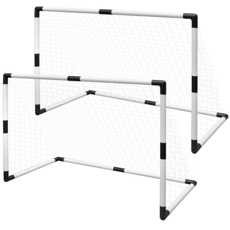 vidaXL Set Mini Porte da Calcio 2 pz per Bambini 91,5 x 48 x 61 cm - Bianco