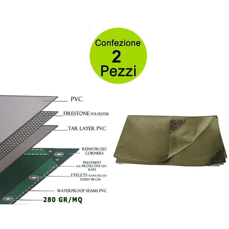 Multipack 2 pz telo occhiellato pesante pvc 280 gr/mq dimensioni metri 5x6 - STORE INGROSS