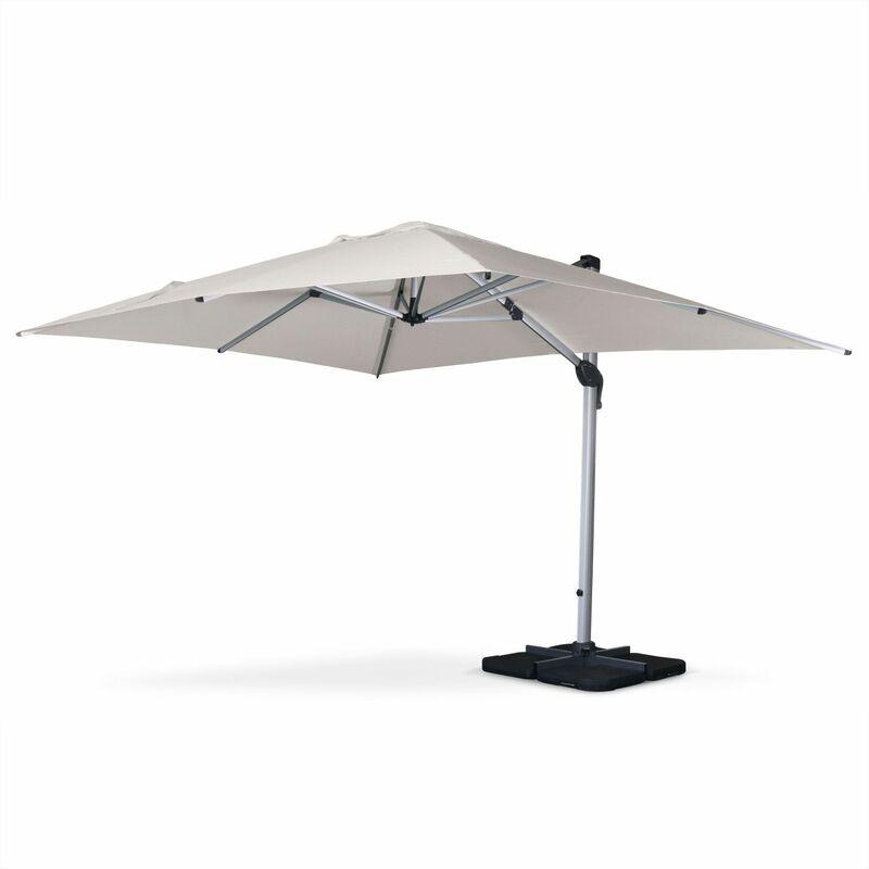 Ombrellone a braccio decentrato, alta gamma, quadrato 3x4m – PYLA Beige – Tela europea Agora, struttura in alluminio anodizzato, girevole, copertura