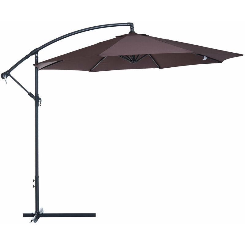Ombrellone Decentrato Da Giardino In Metallo Ø3 M Inclinabile Caffè - Miozzi
