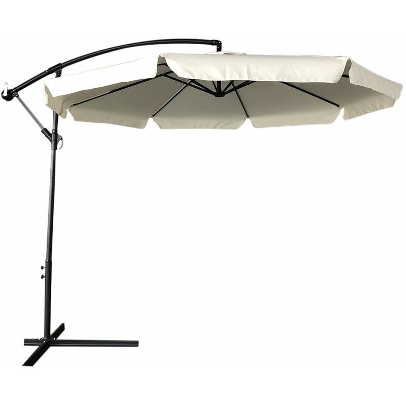 Ombrellone Giardino Decentrato 3x3 Ecru Telo con pendente Palo Alluminio Gazebo