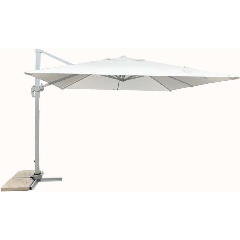 Sogari - Ombrellone Da Giardino 3X3 A Braccio Base Decentrata Alluminio 3 X 3 Palo Bianco E Telo Beige Poliestere E Rotazione 360 Gr Sogari - Ombrellone Da Giardino 3X3 A Braccio Base Decentrata Alluminio 3 X 3 Palo Bianco E Telo Beige Poliestere E Rotazione 360 Gr