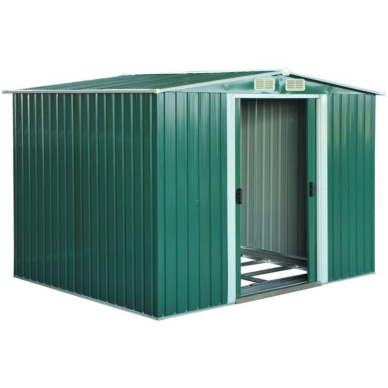 Outsunny - Box Casetta da Giardino Ripostiglio per Attrezzi in Lamiera d’Acciaio, Verde, 246x192.5x177.5cm